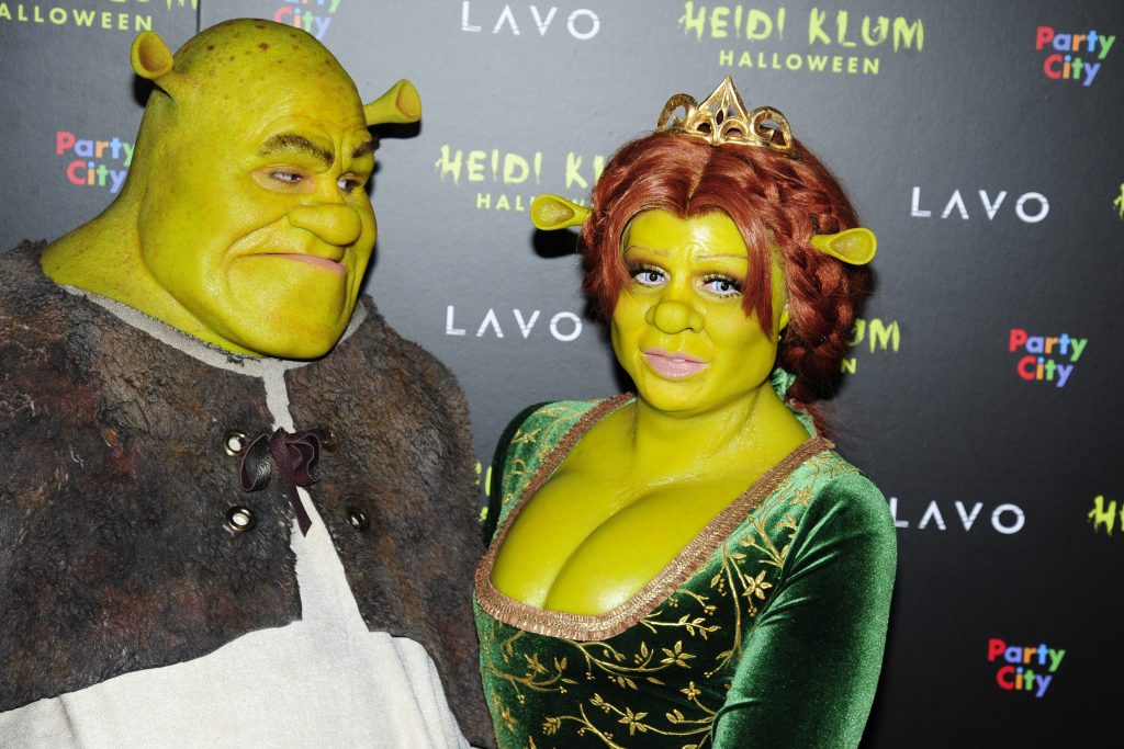 Tom Kaulitz und Heidi Klum, als Shrek und Fiona, 2018.