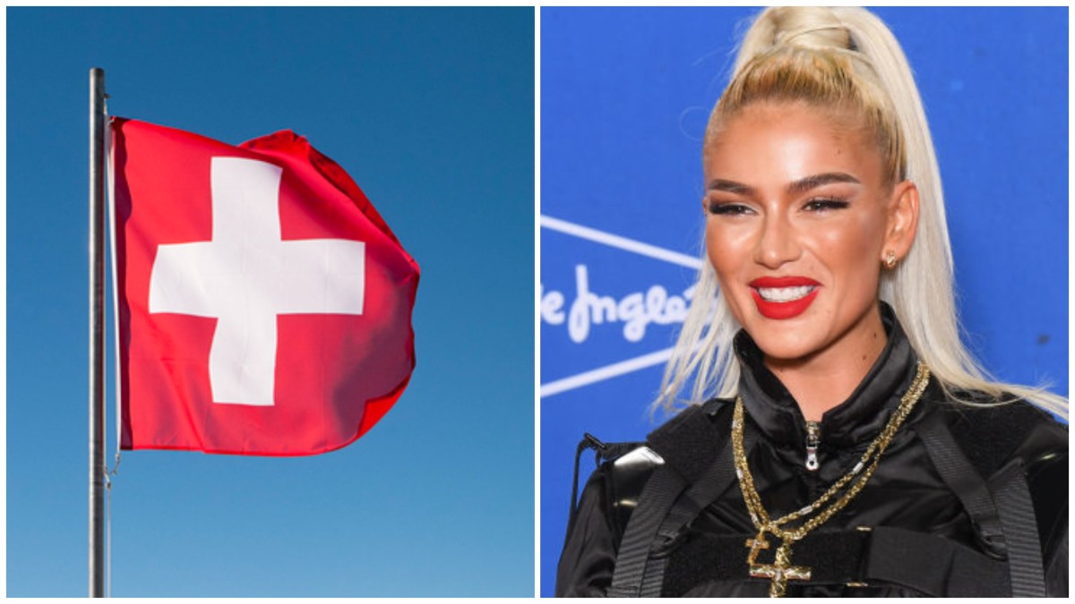 Schweizer Flagge und Rapperin Loredana