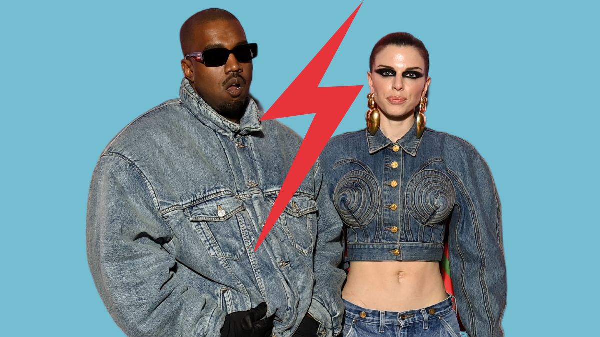 Kanye West und Julia Fox posieren.